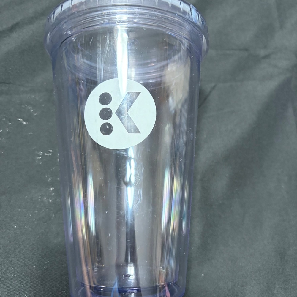 Keurig 16 Oz Clear Double Wall Insulated Travel Tumbler Logo Cup BPA Free